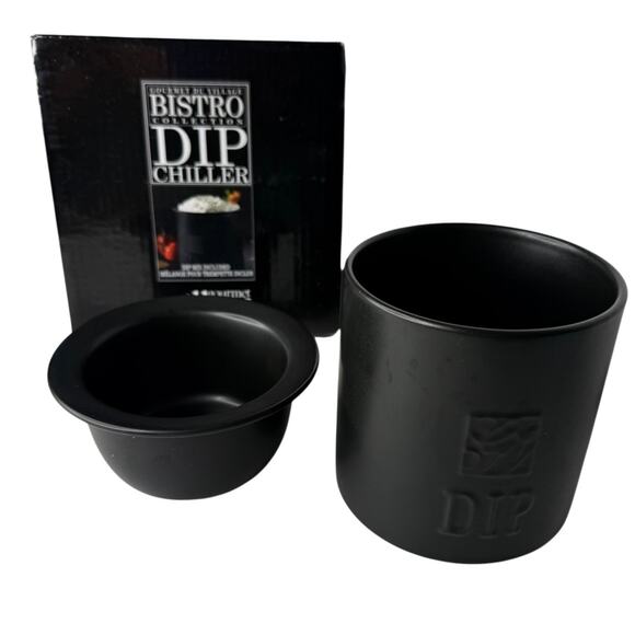 Bistro DIP CHILLER Black Ceramic Gourmet Du Village Keeps Dip Chilled 2 PC Boxed - Picture 10 of 10